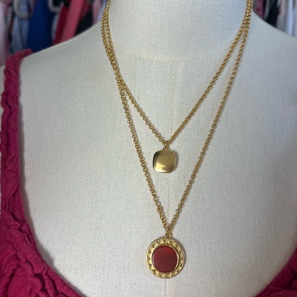 J. Crew Gold NWOT Layered Locket Charm Necklace - Picture 5 of 6